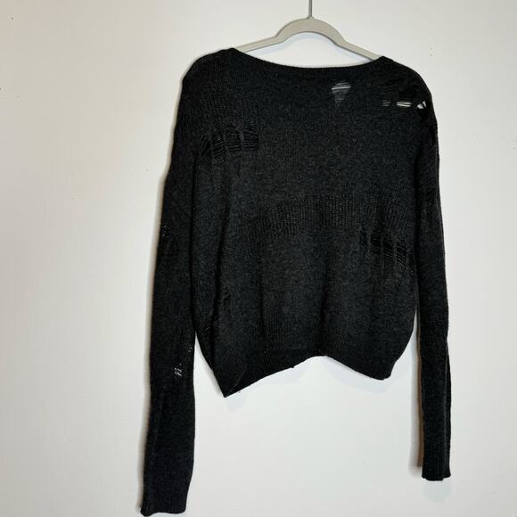 One Grey Day Carter Gray Merino Wool Shredded Pullover Women Small NWT - Picture 8 of 10